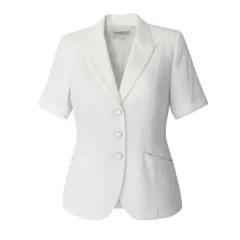 10c29 GLAMOUR GIVENCHY グラマー ジバンシー 半袖テーラードジャケット ブレザー アウター 44サイズ ホワイト レーヨン100％ レディース 女性用o07tのサムネイル