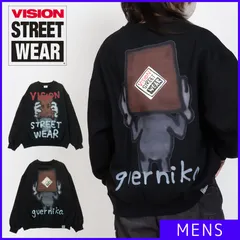 【新品・未使用】 トレーナー メンズ VISION STREET WEAR ヴィジョンストリートウェア guernika ANONYMOUS Sweatshirt スウェット かっこいい 起毛 長袖 クルーネック Black ブラック 黒 HB-5905022のサムネイル