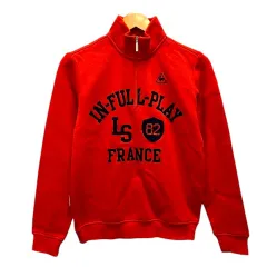 ルコックスポルティフ le coq sportif トレーナー ゴルフウェア モックネック ハーフジップ ロゴ 裏起毛 長袖 M 赤 レッドのサムネイル