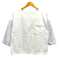 ギャルリーヴィー GALERIE VIE トゥモローランド Ｔシャツ カットソー ストライプ 切替 七分袖 F 白 ホワイト 青 ブルーのサムネイル