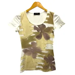 チヴィディーニ CIVIDINI Tシャツ クルーネック ストレッチ プリント 半袖 38 白 ホワイトのサムネイル