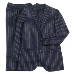 美品○ISAIA イザイア ウール100% Super 120s生地使用 ストライプ柄 シングル スーツ ネイビー 42 イタリア製 正規品 メンズおすすめのサムネイル