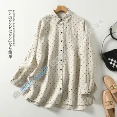 綿麻シャツ レディース 綿麻 水玉 体型カバー 着痩せ お洒落 トップス 大きいサイズ ゆったり シンプル 薄手 トップス tシャツ カジュアル 春 夏 秋　旅行 リゾートトップス おしゃれ CBX622P048