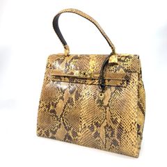 高級本革 JRA認定 スネークスキン ハンドバッグ ピンク パイソン ヘビ