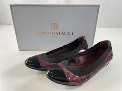 ★美品 BRUNOMAGLI ブルーノマリ フラットシューズ パンプス 36 23㎝相当 ボルドー ブラック レザー 箱付 中古品 管理2M459のサムネイル