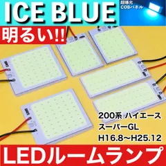 200系 ハイエース スーパーGL [H16.8～H25.12] アイスブルー LED ルームランプ 超爆光 COBパネル 全面発光 水色 パーツ ライトのサムネイル