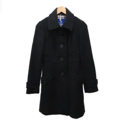 バーバリーブルーレーベル BURBERRY BLUE LABEL 美品 ウール ロングコート アンゴラ混 ノバチェック裏地 黒 ブラック ■AO2のサムネイル