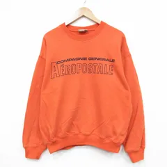 XL/古着 エアロポステール 長袖 スウェット メンズ 90年代 90s ビッグロゴ コットン クルーネック オレンジ 26may27のサムネイル