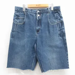 W35/古着 ゲス GUESS ブランド ハーフ パンツ ショーツ メンズ 90年代 90s コットン USA製 タロン ネイビー デニム【spe】 26may27のサムネイル