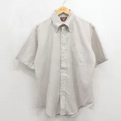 L/古着 アロー 半袖 シャツ メンズ 80年代 80s ボタンダウン ベージュ ストライプ【spe】 26may27のサムネイル