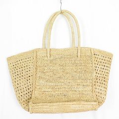 最安値NORO ラフィアマダガスカルカゴバッグ 透かし編みナチュラルXL