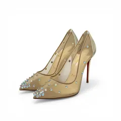 クリスチャンルブタン Christian Louboutin パンプス 靴 シューズ メッシュ パテント ベージュ オーロラ クリスタル ハイヒール パーティーシューズ 未使用