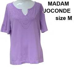□ マダムジョコンダ MADAM JOCONDE カットソー Tシャツ 半袖 胸元ラインストーン プルオーバートップス パープル M 9号 レディース Z6C340のサムネイル