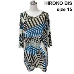 □ ヒロコビス HIROKO BIS チュニック ボートネック 五分袖 プルオーバー トップス ストレッチ 黒 ブルー 白 15号 3L レディース Z6C319のサムネイル