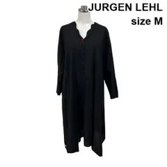◇ ヨーガンレール JURGEN LEHL チュニックワンピース 長袖 スカラップ調 くるみボタン サイドスリット 綿 リネン M 9号 レディース S6F611のサムネイル