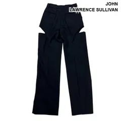 ◇ ジョンローレンスサリバン JOHN LAWRENCE SULLIVAN パンツ ストレート ホロウアウト センタープレス 黒 S メンズ S6F620のサムネイル