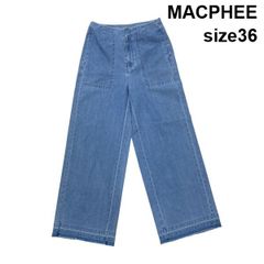 ☆MACPHEE ブラッシュデニム クロップドワイドパンツ ネイビー サイズ