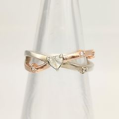 美品】Folli Follie フォリフォリ 3連リング ハート ラインストーン