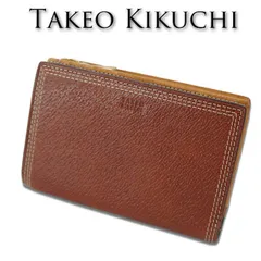 タケオキクチ セミ長財布 二つ折り財布 ターナリー 734605 TAKEO KIKUCHI ブラウン 茶 メンズ エイジング エンボス加工 シュリンクレザー 牛革 プレゼント ギフト 無料ラッピング可能 新品 未使用 キクチタケオ タケオ・キクチのサムネイル