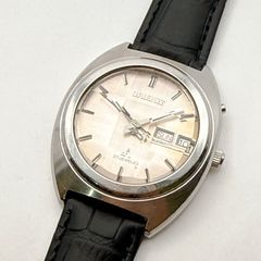 美品】オリエント 自動巻 AC05-D0-B ゴールド レザーベルト 裏スケ