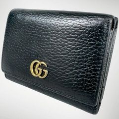 GUCCI グッチ GGマーモント 三つ折り財布 レザー ブラック - メルカリ