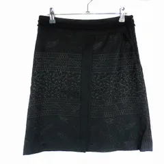 アナディス dun a dix 台形スカート ひざ丈 サイドファスナー 刺繍 総柄 38 黒 ブラック ボトムス /T2のサムネイル