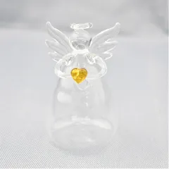 【新品アウトレット】エンジェル 一輪挿し ガラス エンゼル 天使 花立 オブジェ ハート イエロー