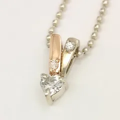 【美品】組曲　クミキョク　ハートストーンネックレス　ダイヤ付き　0.01ct　K10×シルバー925　2.8gのサムネイル