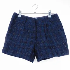 フレイアイディー FRAY I.D PROPRIETE ショーパン パンツ ショート タック ジップフライ ウール チェック 0 紺 ネイビー ボトムス /T2のサムネイル