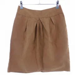 ダブルクローゼット w closet wears inc. 台形スカート ミニ タック ウエストゴム 無地 F 茶 ブラウン ボトムス /T2のサムネイル