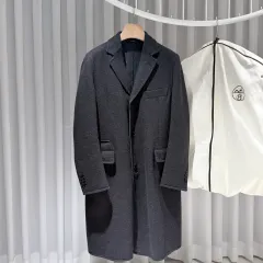 (S+級/50) / エルメス バージンウール コットン コート ジャケット グレーのサムネイル