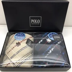 【タグ付き/未使用】 POLO ミニタオル 2枚組セット 箱入り ネイビー ベージュ ハンカチ ポロ SGAW26-2046のサムネイル