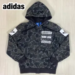 adidas Originals アディダス オリジナルス カモフラ 迷彩 ジップアップパーカー フルジップ S トレフォイル プリントロゴ 着丈57cm 肩幅43cm 身幅(脇下)48cm 袖丈56.5cm【古着】のサムネイル