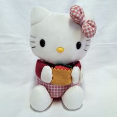 美品☆2002年 静岡限定 ハローキティ ぬいぐるみ 静岡イチゴ農園店員