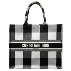Christian Dior　クリスチャンディオール　ブックトート　ラージ　トートバッグ　ハンドバッグ　チェック　ブラック　ホワイト 系　レディース　ハイブランド　鞄　5111
