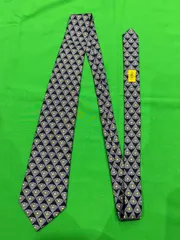 高級 GUCCI グッチ ネクタイ 扇柄 総柄 紺 黄 美品のサムネイル