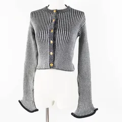 極美品◎LOUIS VUITTON ルイヴィトン 22SS トランペットスリーブ カーディガン ブラック グレー M 箱付き イタリア製 正規品 レディースのサムネイル