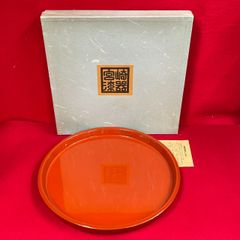 中国 明時代 朱漆描金 楼閣人物図 飾皿 木箱 唐物 補修済み FL25-3