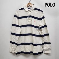 ポロラルフローレン ラガーシャツ ポロベア 90s 紺白 太ボーダー US