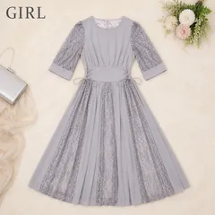 🍎SALE🍎GIRL ガール ♡夏 新品 レース切替フレア ロングワンピース グレージュM