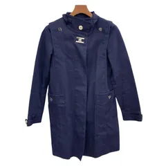 186000 現状品 TOMMY HILFIGER トミーヒルフィガー ステンカラーコート トレンチコート ロゴボタン M ネイビー レディースのサムネイル