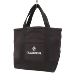 WE26380 美品 DRESSTERIOR ドレステリア トートバッグ ハンドバッグ コットン キャンバス 舟形 ロゴ刺繍 黒 ブラックのサムネイル