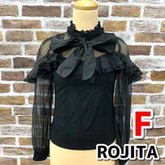 ROJITA ロジータ　レース切り替え　長袖リボン付きカットソー　ブラック　サイズ：フリー　着丈約51㎝　USED現状品　NMO6-083-08のサムネイル