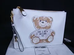 ■新品■未使用■ MOSCHINO モスキーノ レザー テディベア クマ マルチポーチ マルチケース 小物入れ ホワイト系 BN7094のサムネイル