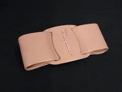 ■極美品■ Salvatore Ferragamo フェラガモ ヴァラリボン レザー バレッタ ヘアアクセサリー 髪留め レディース ベージュ系 HA3911のサムネイル