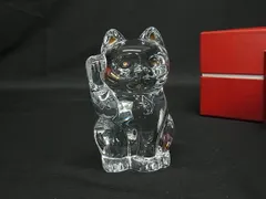 ■新品■未使用■ Baccarat バカラ クリスタルガラス まねき猫 招き猫 オブジェ 置物 インテリア クリア×ゴールド系 FX4738のサムネイル