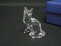 美品】Baccarat☆バカラ☆クリスタルガラス 猫 フィギュリン 置物