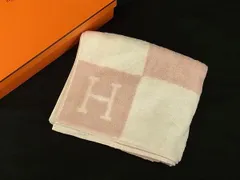 ■新品■未使用■ HERMES エルメス  アヴァロン コットン100％ バスタオル タオルケット  ピンク系×アイボリー系 HA6347のサムネイル