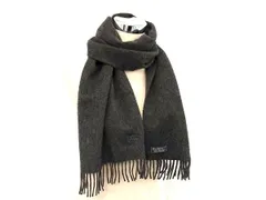 ■新品同様■ Burberrys バーバリーズ カシミヤ100％ フリンジ マフラー ストール 防寒具 メンズ レディース ダークグレー系 BQ4268のサムネイル