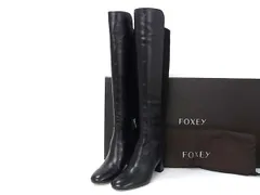 ■美品■ FOXEY フォクシー レザー×スエード ロングブーツ 表記サイズ 38 (約24cm) 靴 シューズ レディース ブラック系 BN9978のサムネイル